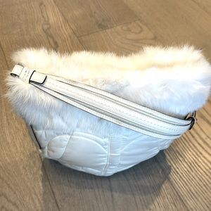 Coach Nylon Puffer Handbag, Rabbit Fur Trim